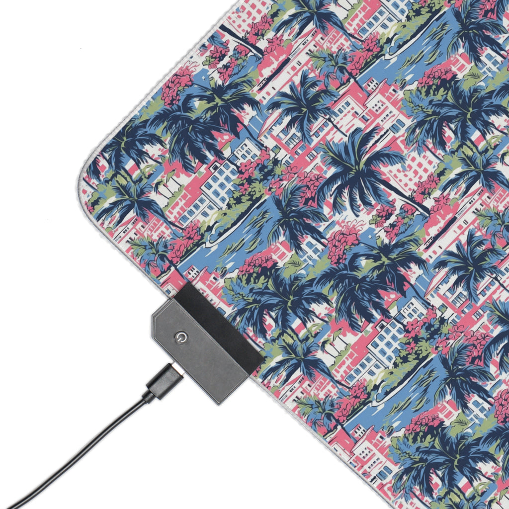 RGB Palm Tree LED Gaming Mouse Pad — Extended Desk Mat with Tropical Sunset Pattern