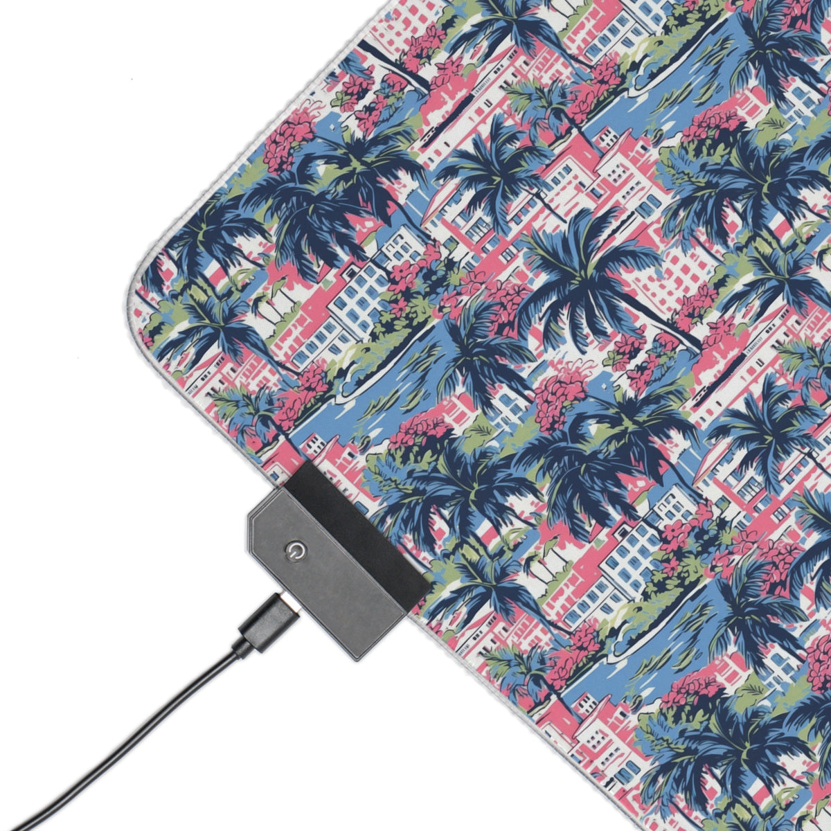 RGB Palm Tree LED Gaming Mouse Pad — Extended Desk Mat with Tropical Sunset Pattern