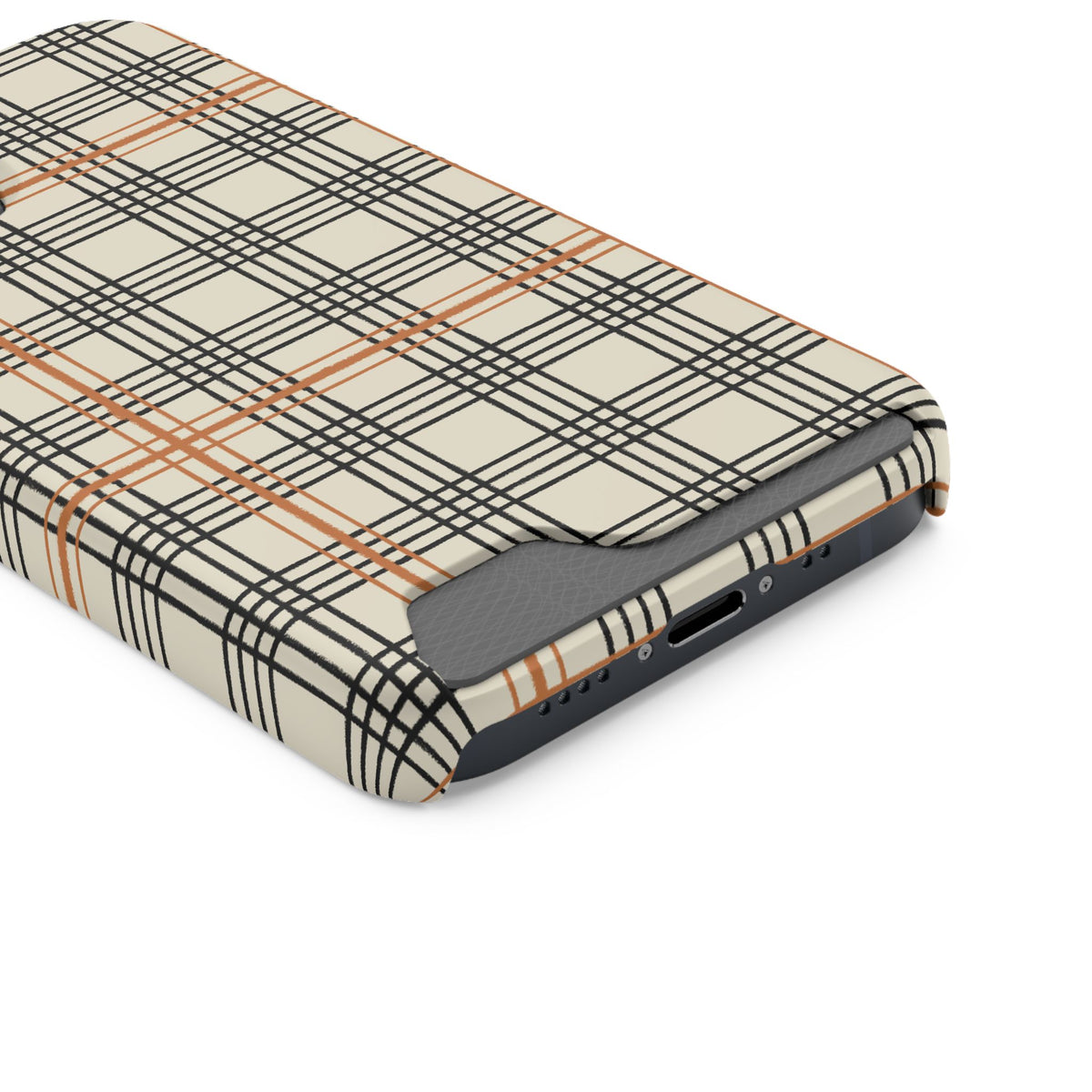 Plaid Card-Holder Phone Case — Slim Protective Wallet Case