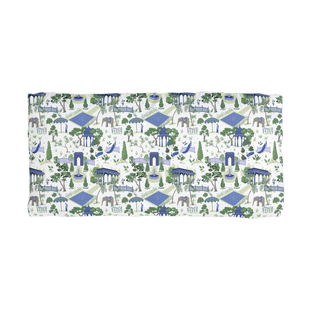 Garden Pavilion Pattern Pillowcase — Blue & Green Toile Microfiber Pillowcase