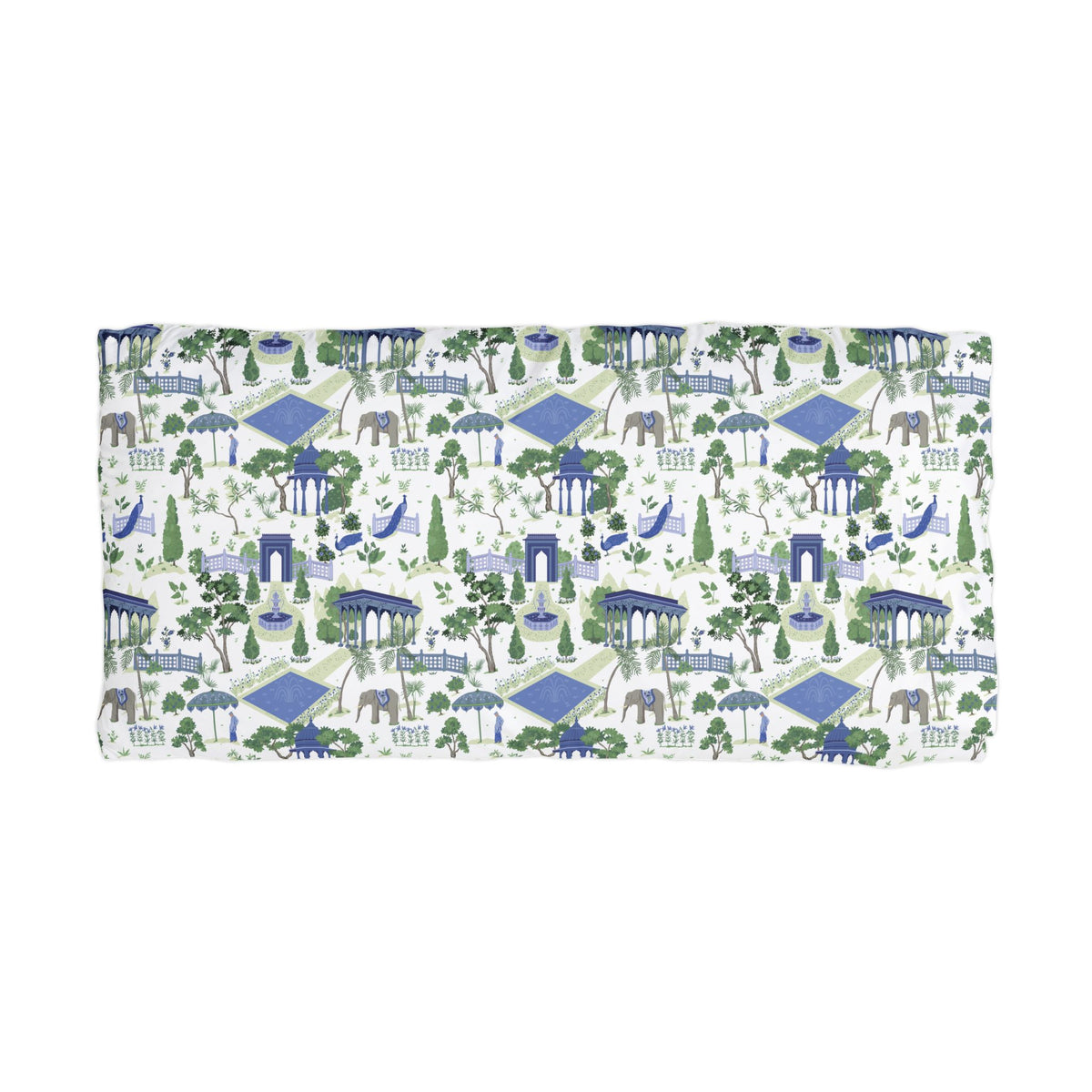 Garden Pavilion Pattern Pillowcase — Blue & Green Toile Microfiber Pillowcase