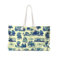 Capitol Toile Weekender Bag — Blue Washington Landmarks Travel Tote
