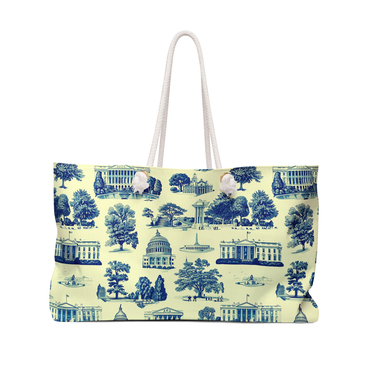 Capitol Toile Weekender Bag — Blue Washington Landmarks Travel Tote