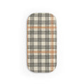 Plaid Phone Grip — Beige Black & Orange Click-On Stand