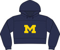 Cropped Fleece Hoodie — Classic Yellow 'M' College Logo (Women's)