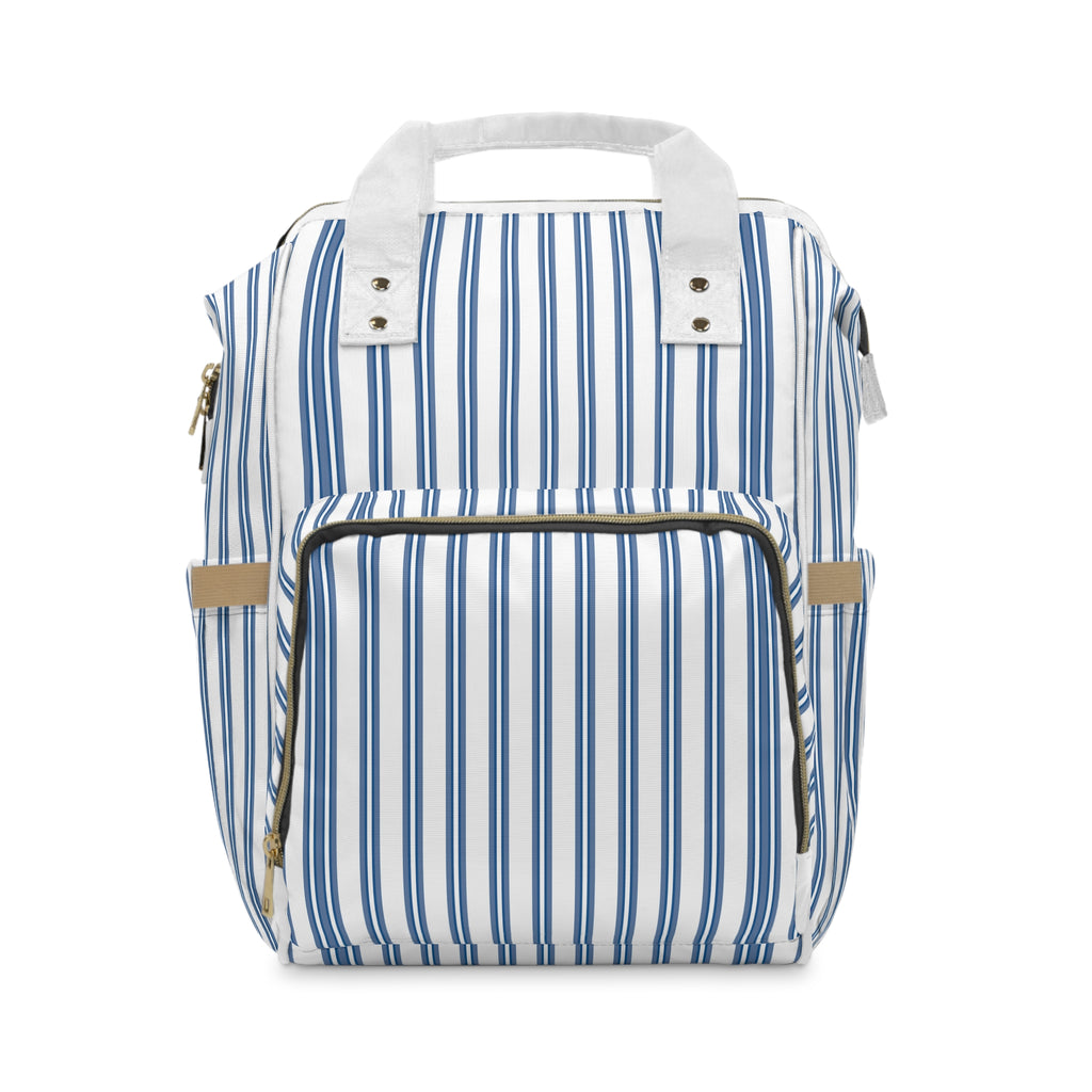 Striped Multifunctional Diaper Backpack – Large Baby Changing Bag with Multiple Pockets