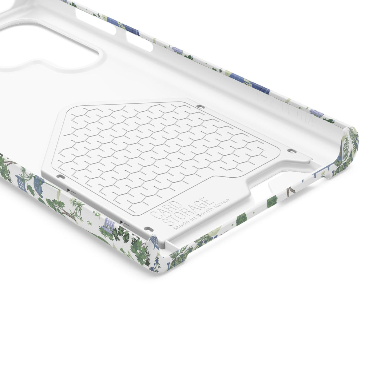 Garden Pavilion Cardholder Phone Case — Blue & Green Scenic Park Design