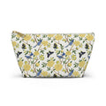 Floral Bird Accessory Pouch — Yellow Rose & Bluebird Cosmetic Bag