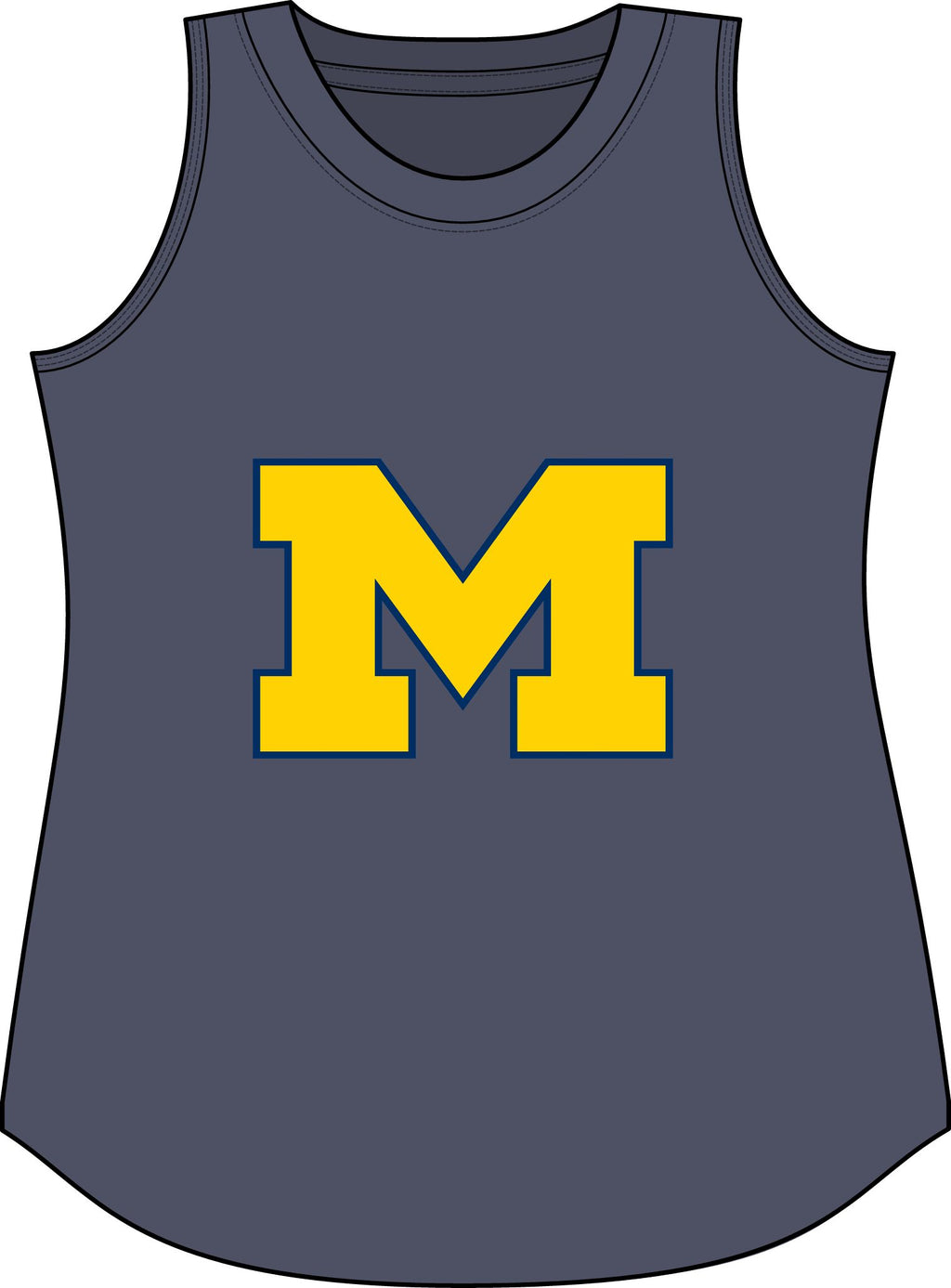 M Block Women's Relaxed Tank Top — Collegiate Yellow Logo Muscle Tee