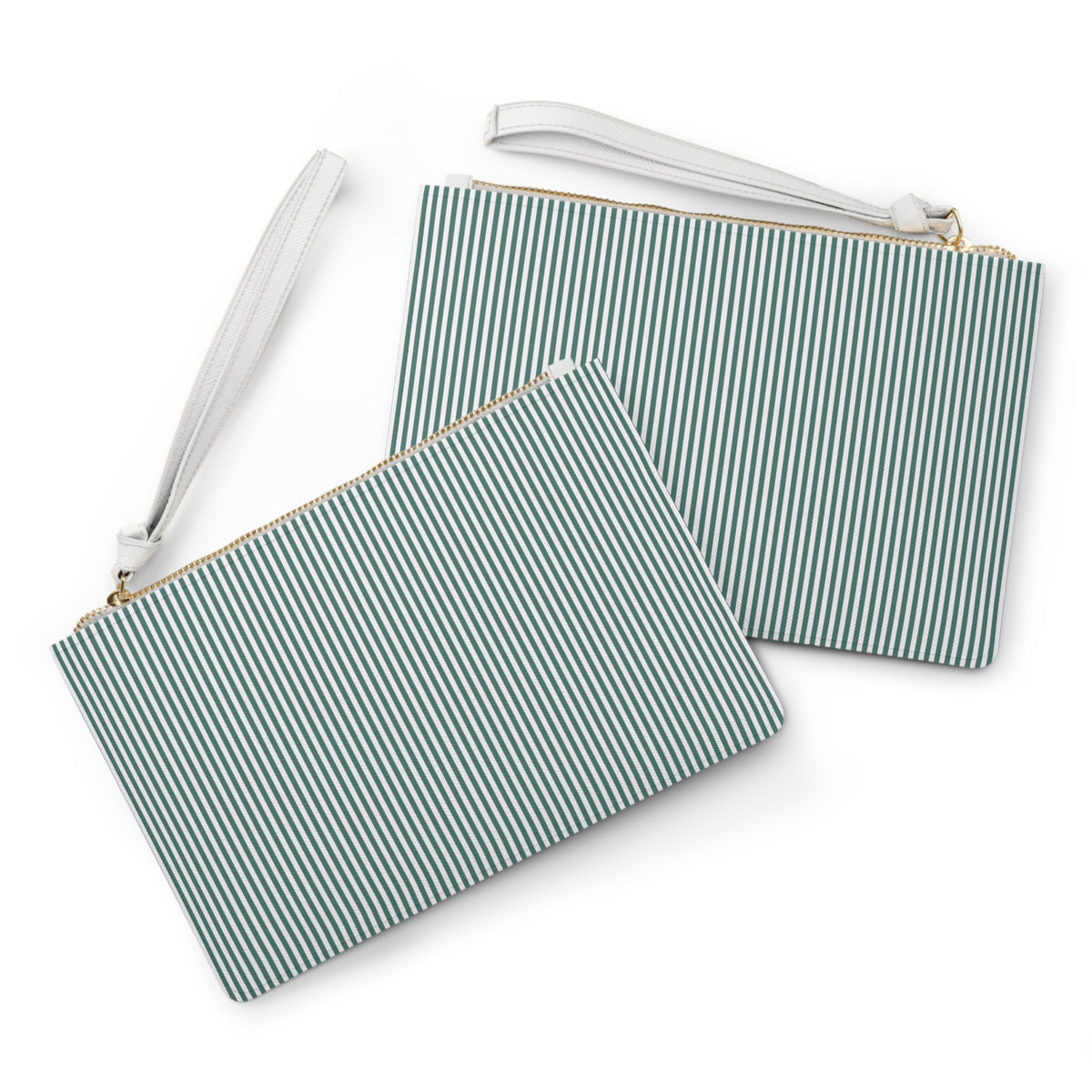 Striped Wristlet Clutch Bag — Teal Pinstripe Accessory