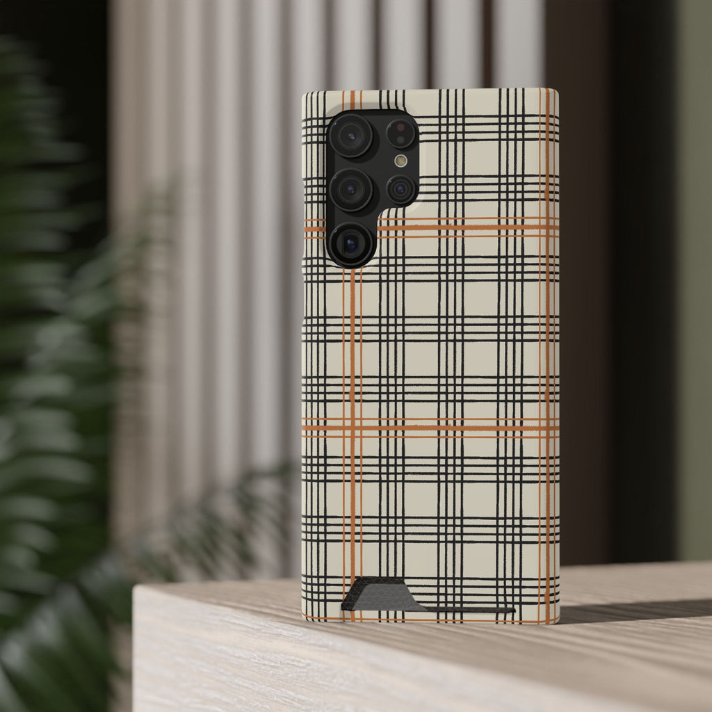 Plaid Card-Holder Phone Case — Slim Protective Wallet Case