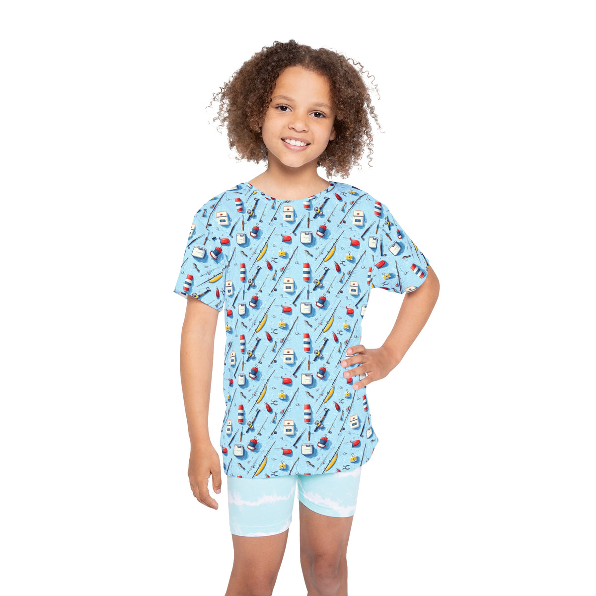 Kids Jersey — Blue Fishing & Nautical Sports All-Over Print