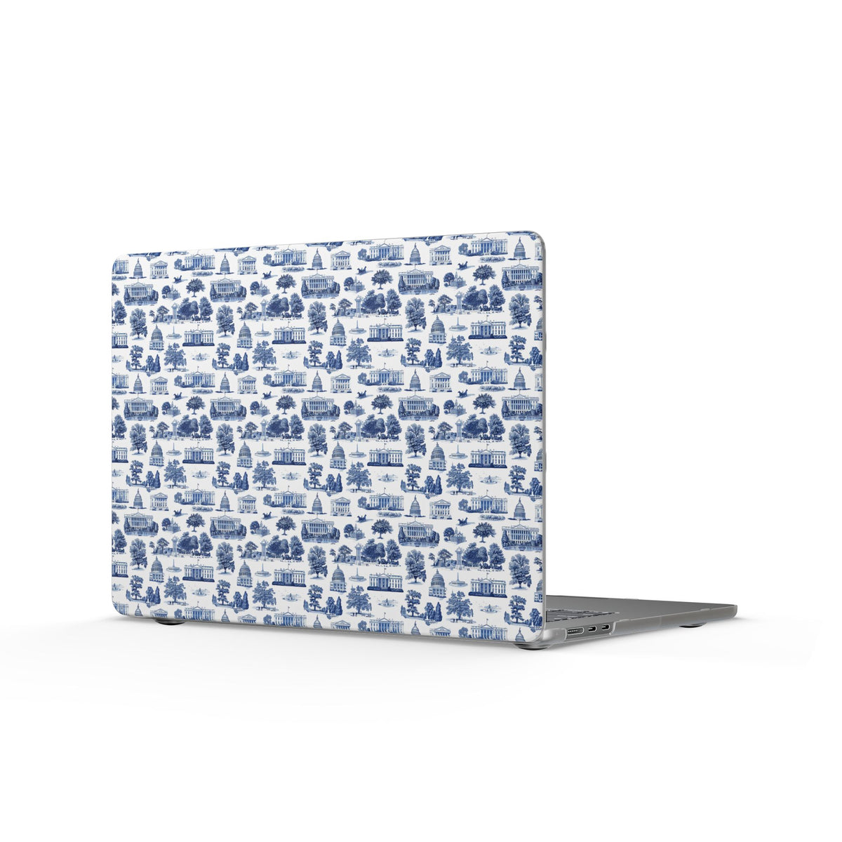 Blue Toile MacBook Case — Vintage Cottage Pattern Matte Laptop Cover