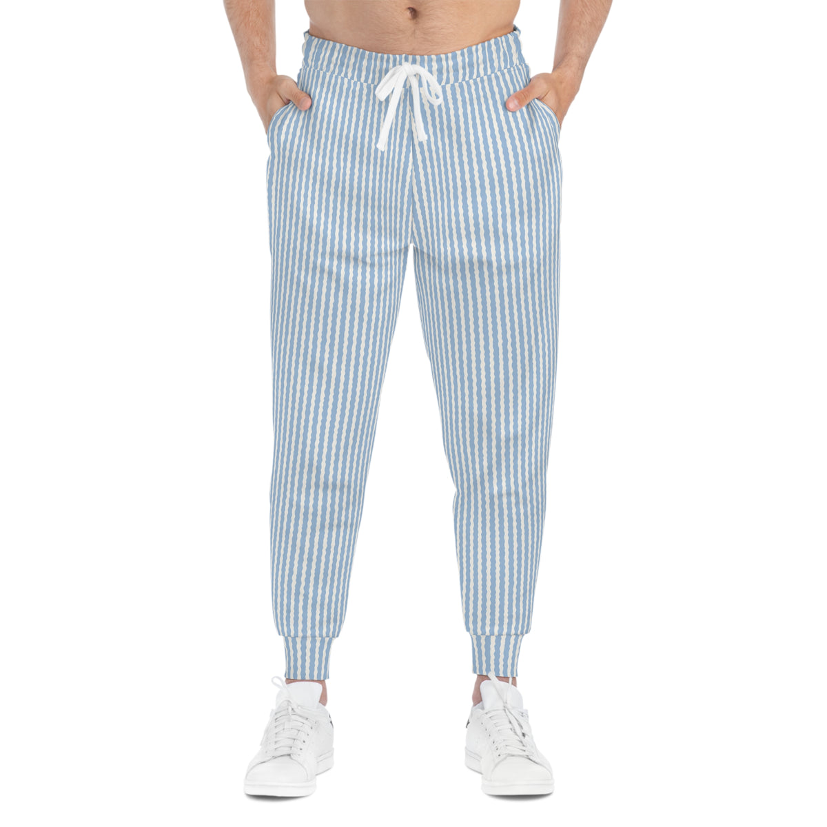 Cityscape Toile Athletic Joggers — Blue Architectural All-Over Print