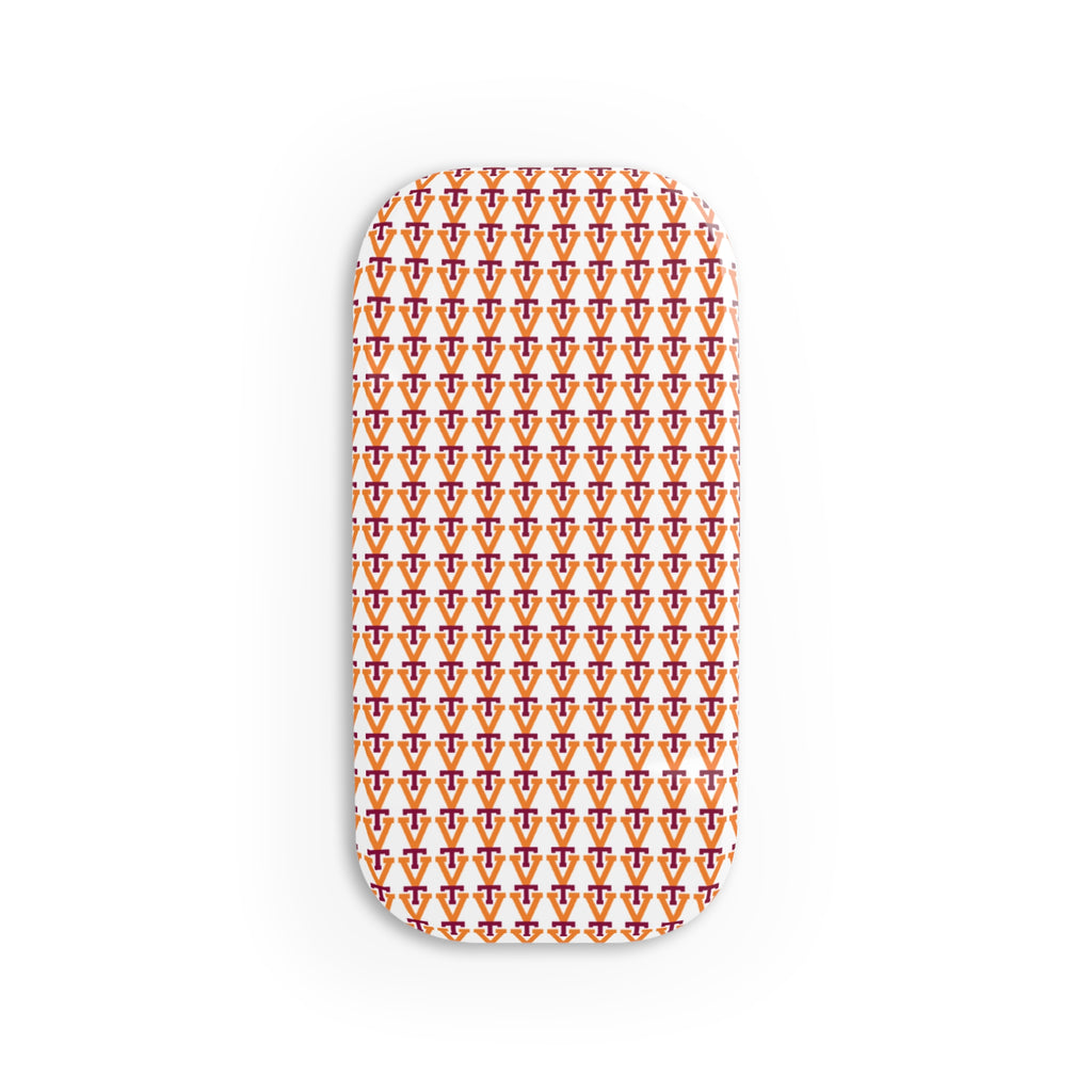 Geometric Tile Phone Grip — Orange & Red Pattern Click-On Stand