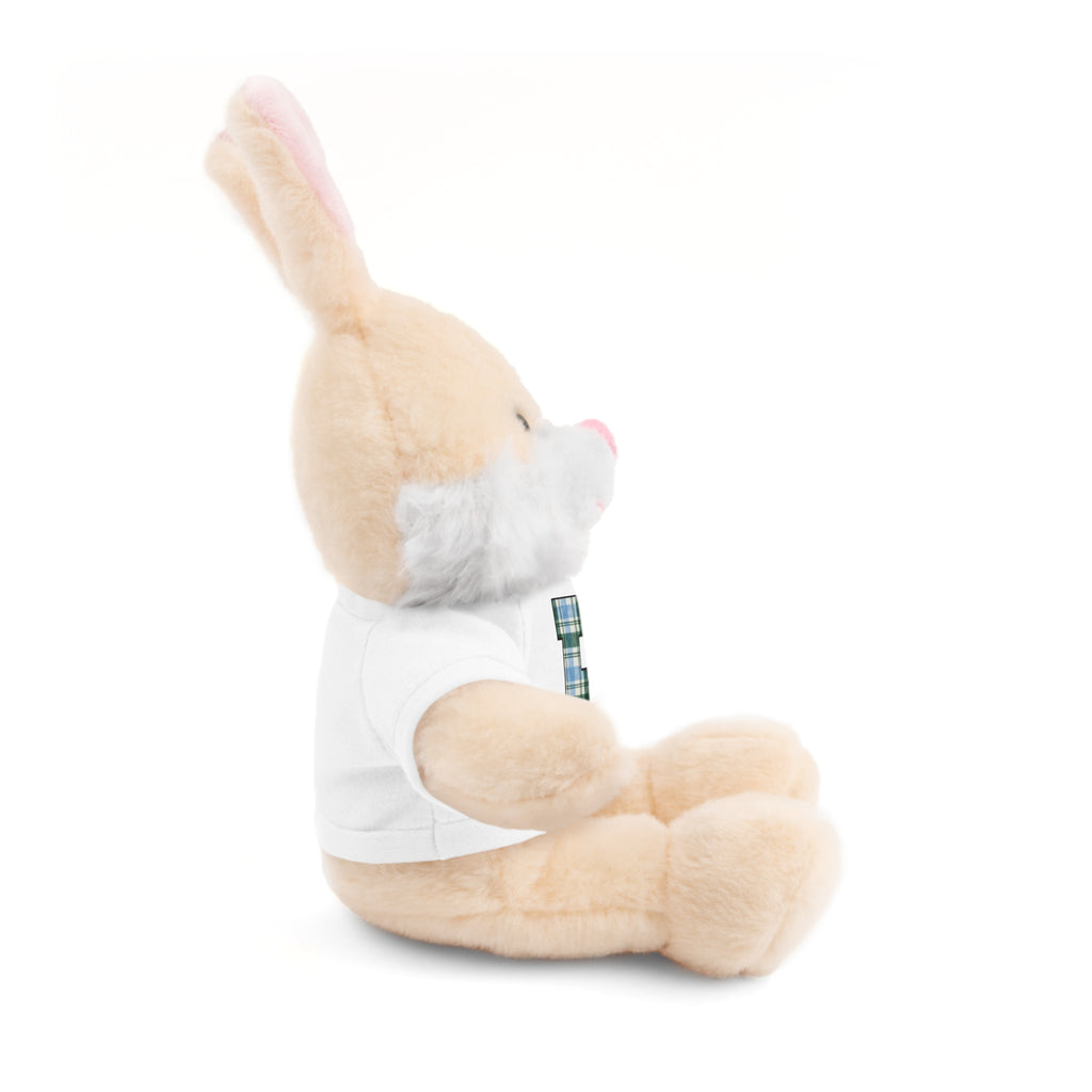 Plush Bear with Plaid Monogram Tee — Personalized Initial 'B' Stuffed Animal Gift