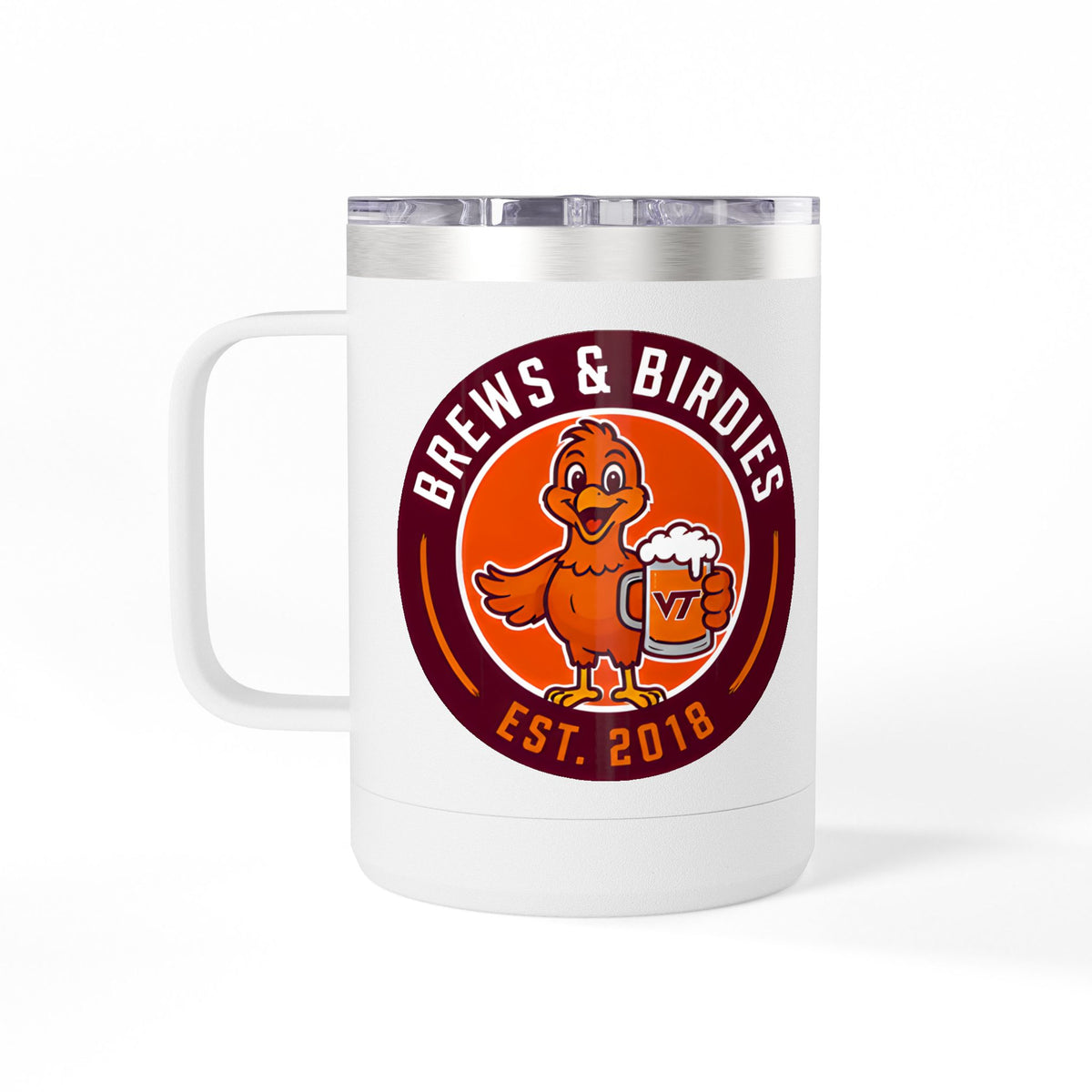 15oz Insulated Coffee Tumbler Mug with Retro Motorcycle Club Emblem