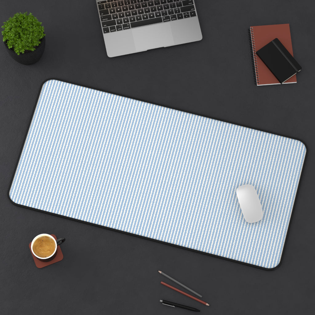 Blue Pinstripe Desk Mat — Minimal Office Desk Pad