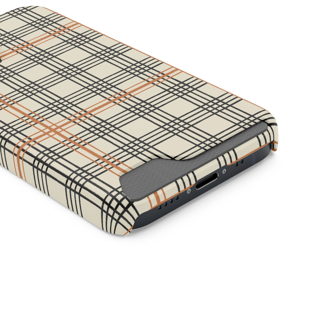 Plaid Card-Holder Phone Case — Slim Protective Wallet Case