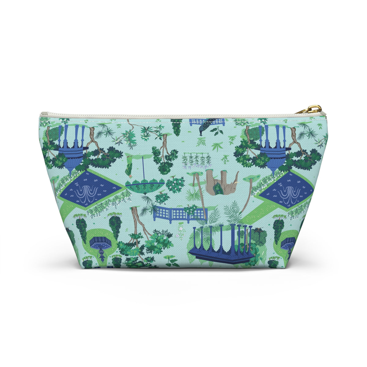 Garden Pavilion Accessory Pouch — Toile Print Cosmetic Bag