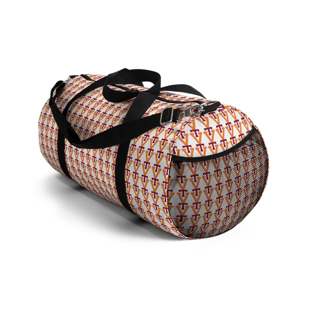 Monogram Pattern Duffel Bag — Repeating V Logo Travel Gym Bag