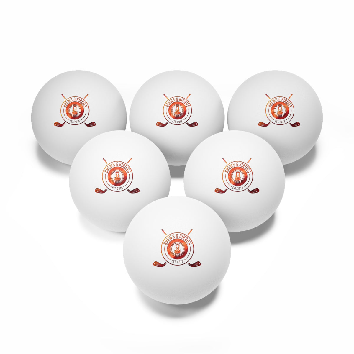 Ping Pong Balls – 'Brews & Birdies' Logo Set (6-Pack)