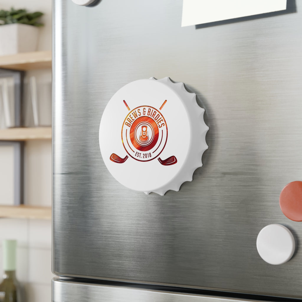 Brews & Birdies Bottle Opener — Golf Logo Magnetic Cap Opener (Est. 2018)