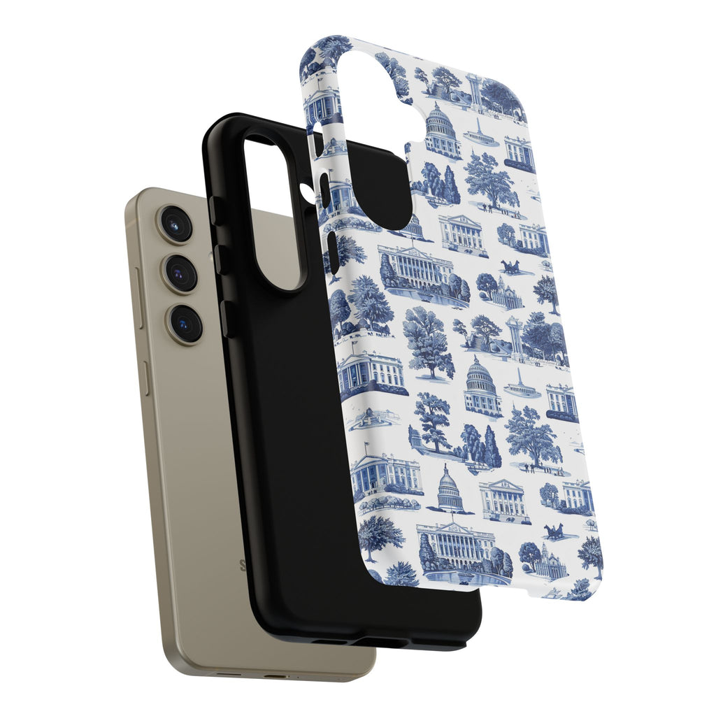 Washington DC Toile Phone Case — Blue Scenic Capitol Protective Tough Case