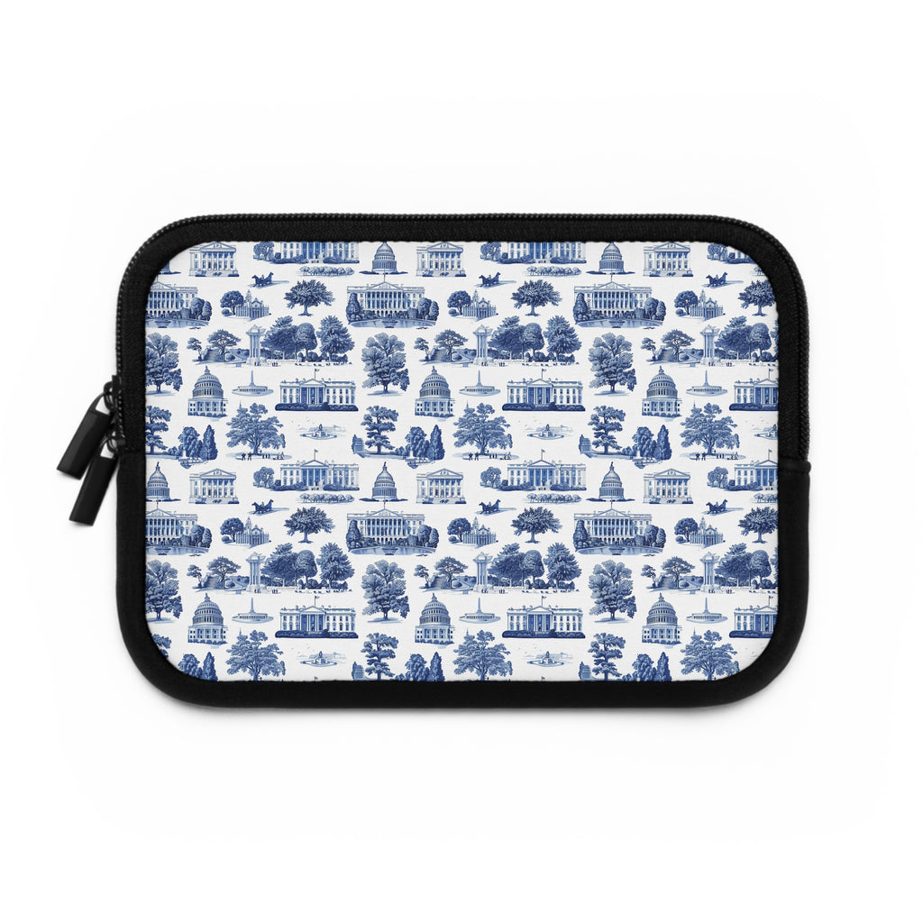 Capitol Toile Laptop Sleeve — Blue Washington D.C. Landmark Pattern