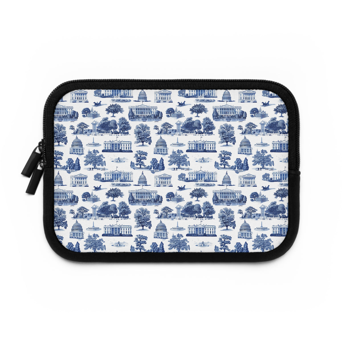 Capitol Toile Laptop Sleeve — Blue Washington D.C. Landmark Pattern