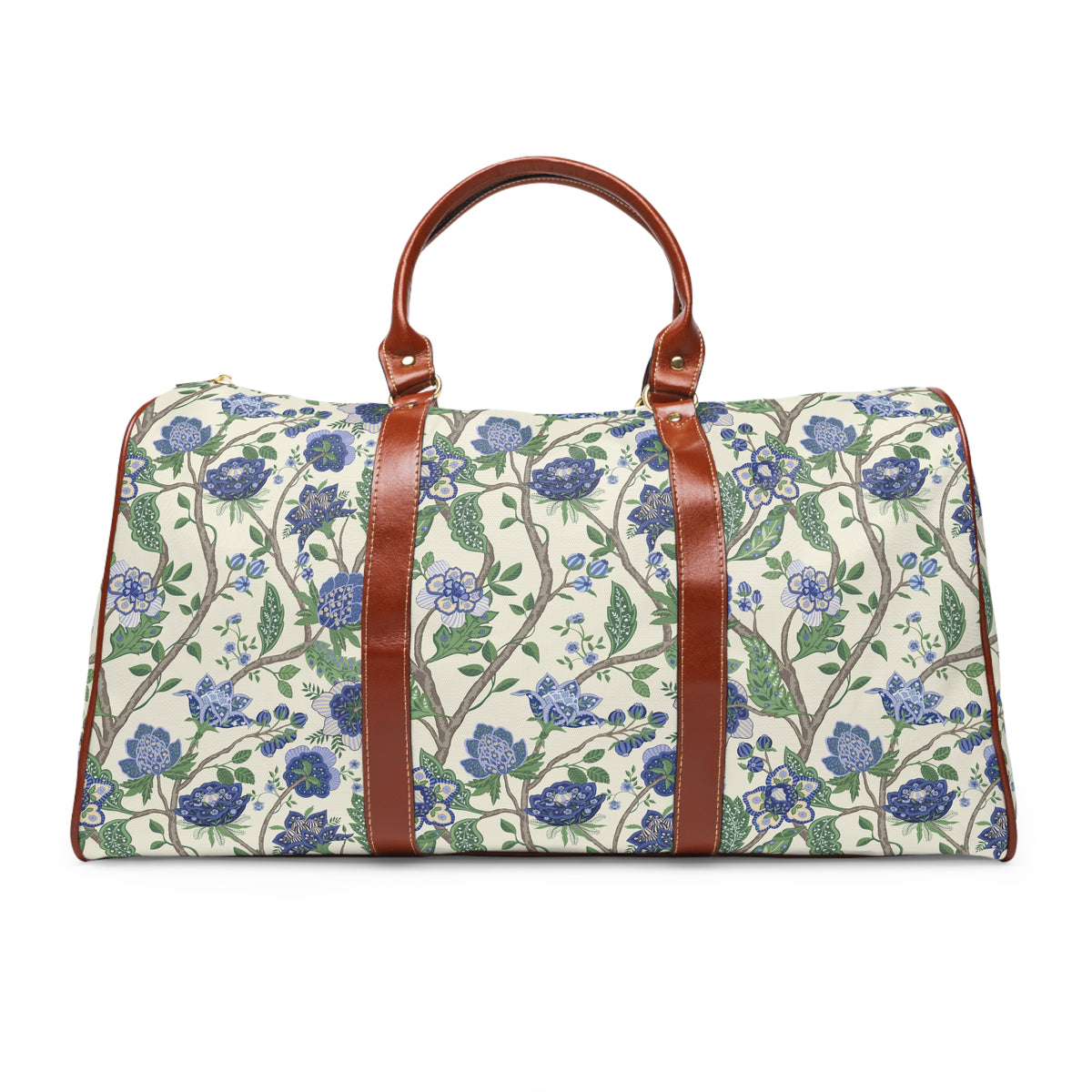 Floral Waterproof Travel Bag — Blue Vintage Blossom Weekender