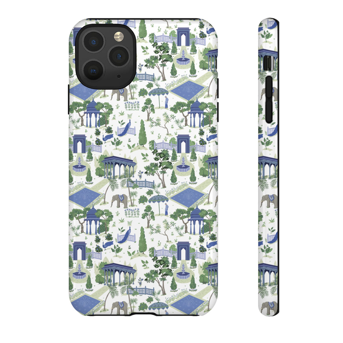 Garden Pavilion Phone Case — Blue & Green Toile Protective iPhone Cover