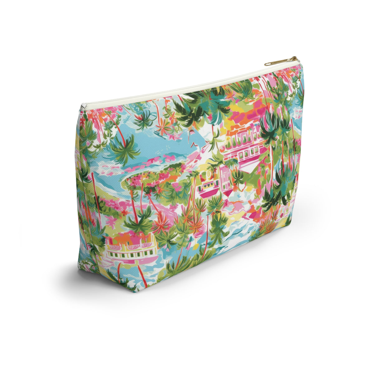 Tropical Island Accessory Pouch — Floral Palm Makeup Bag