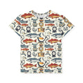 Kids Fishing Pattern Jersey — All-Over Print Fish & Nautical Gear Tee