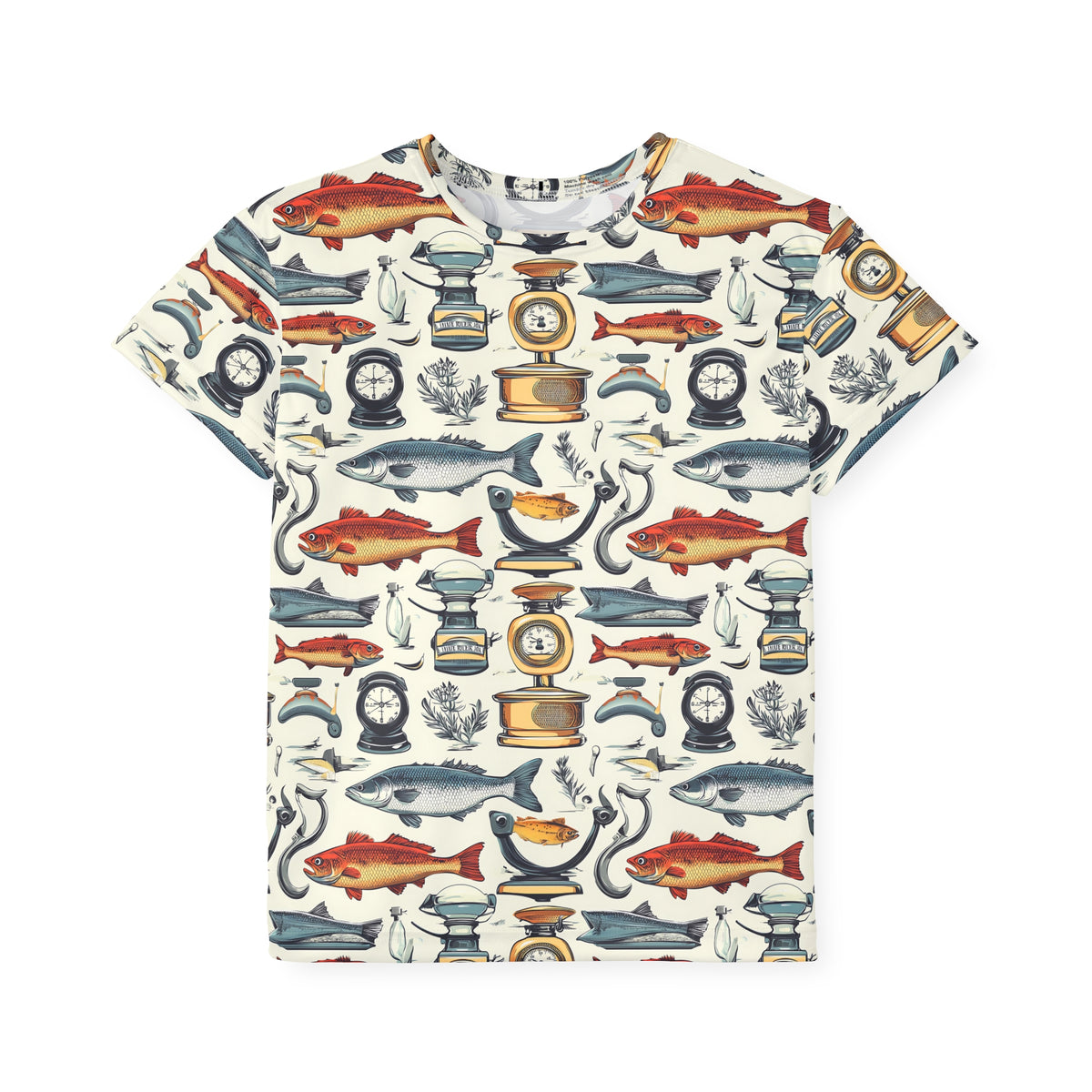 Kids Fishing Pattern Jersey — All-Over Print Fish & Nautical Gear Tee