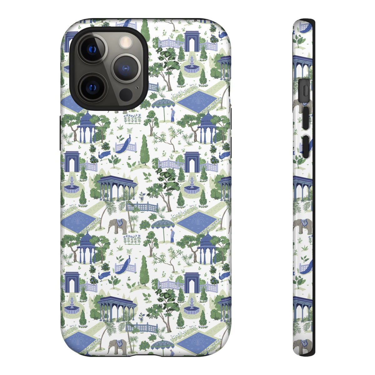 Garden Pavilion Phone Case — Blue & Green Toile Protective iPhone Cover