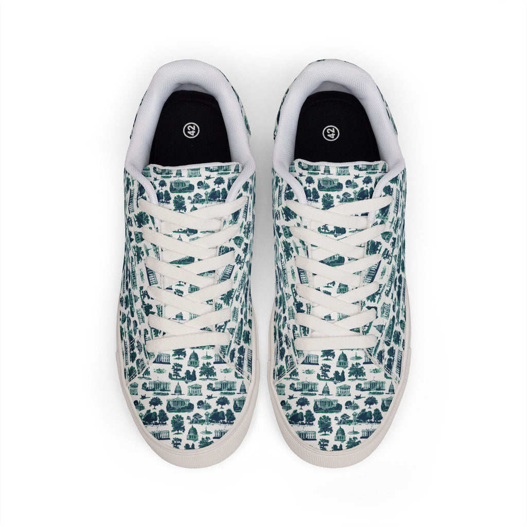Low-Top Sneakers — Teal Watercolor Leopard Print Leather