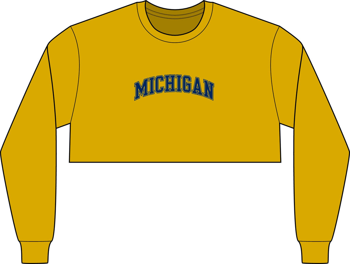 Michigan Logo Crop Long Sleeve Tee