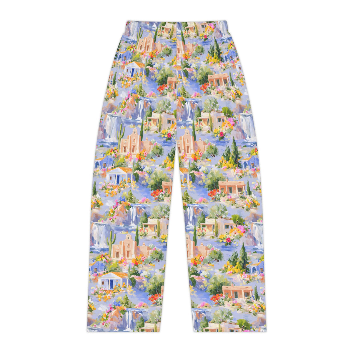 Coastal Village Women's Pajama Pants - Watercolor Mediterranean Print