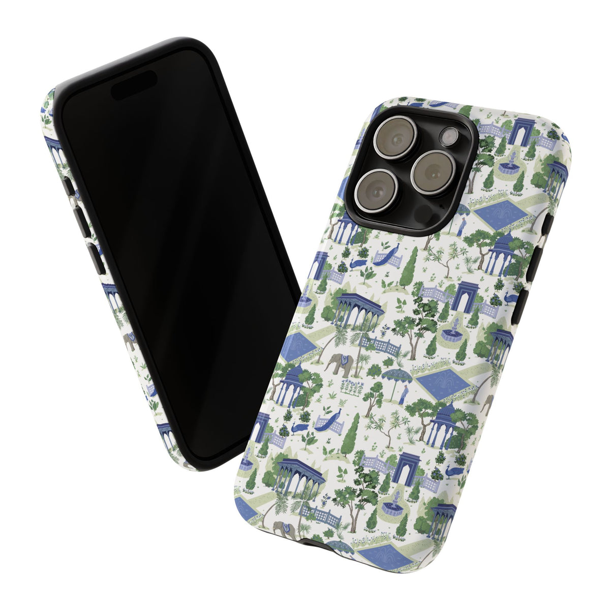 Garden Pavilion Phone Case — Blue & Green Toile Protective iPhone Cover
