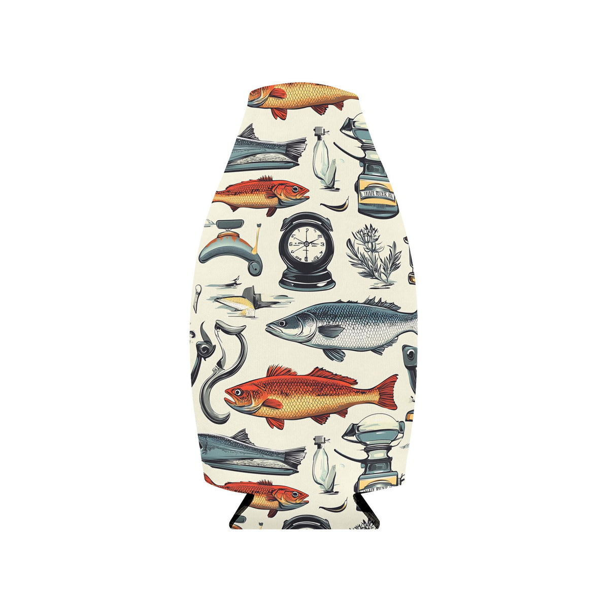 Fish Pattern Zip-Up Bottle Cooler Sleeve – Insulated Neoprene Beer Can Cooler