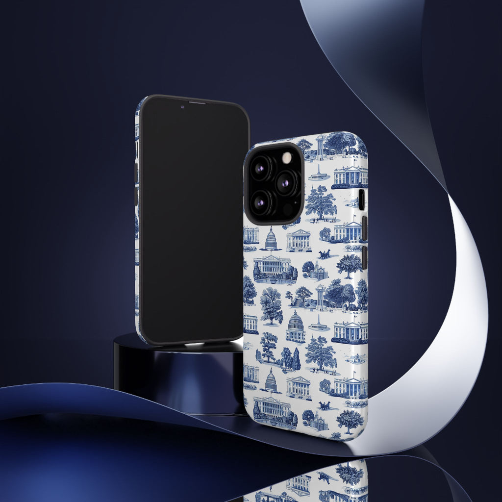 Washington DC Toile Phone Case — Blue Scenic Capitol Protective Tough Case