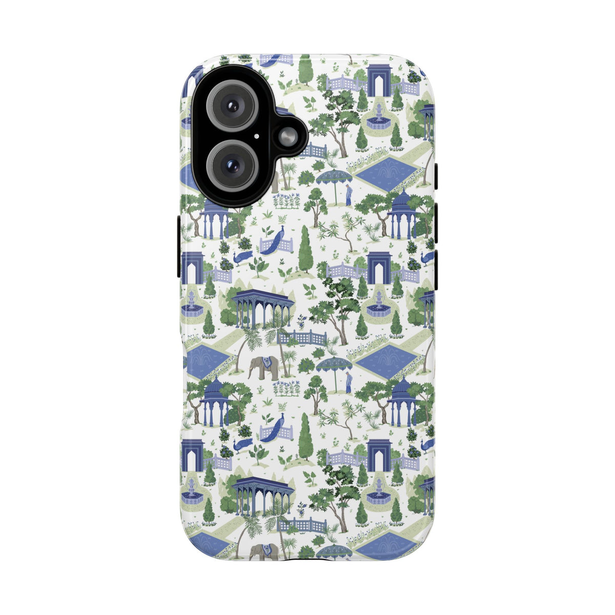 Garden Pavilion Phone Case — Blue & Green Toile Protective iPhone Cover