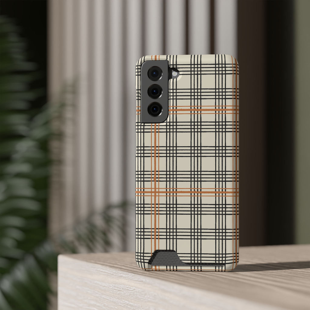 Plaid Card-Holder Phone Case — Slim Protective Wallet Case