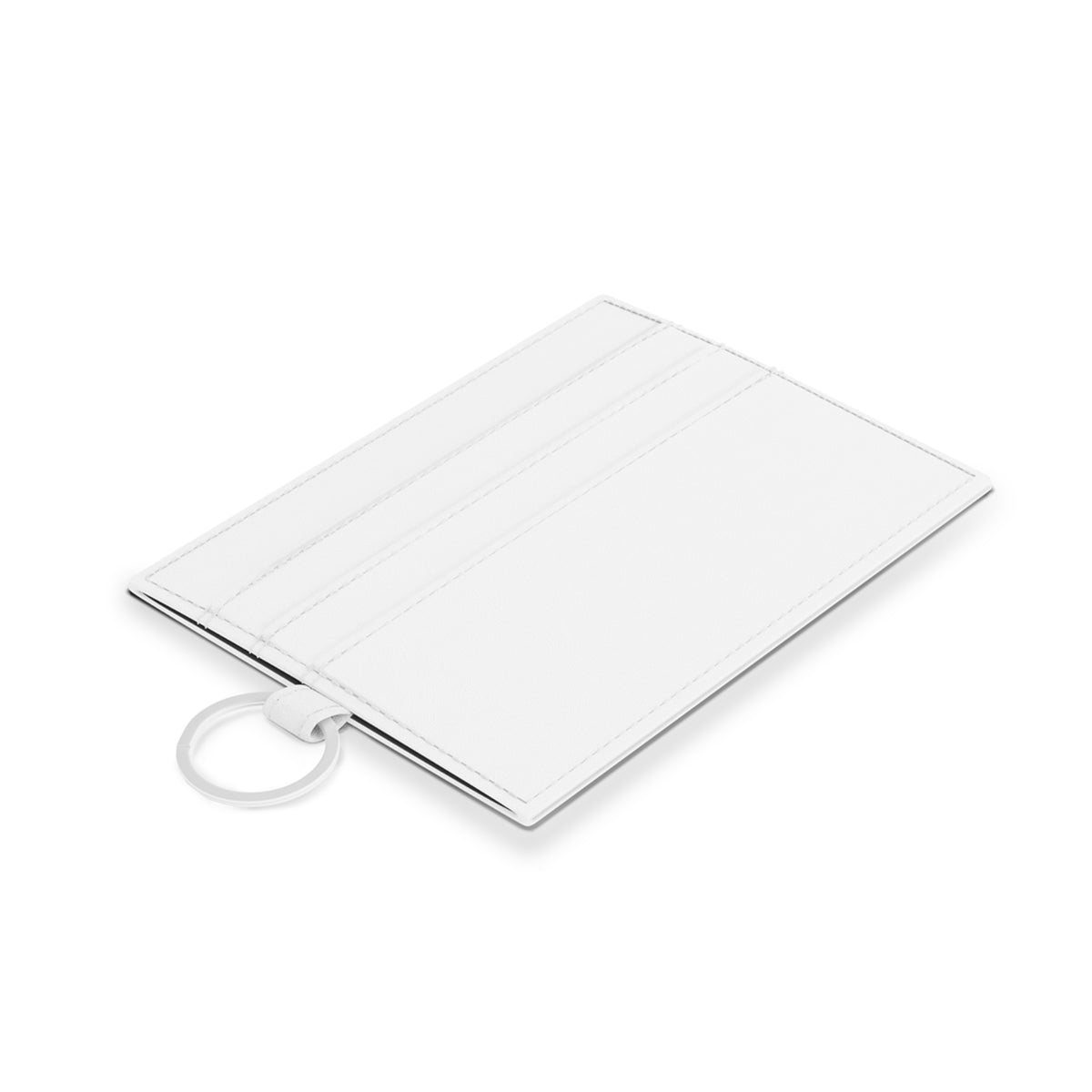 Blue Toile Saffiano Leather Card Holder — Slim Card Case with Keyring