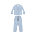 Blue Gingham Satin Women's Pajama Set — Luxury Button-Down Sleepwear