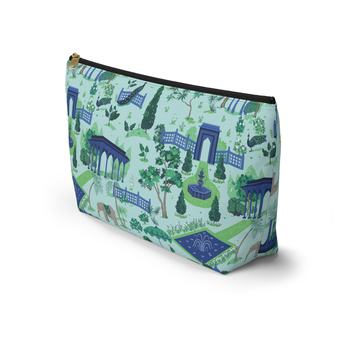Garden Pavilion Accessory Pouch — Toile Print Cosmetic Bag