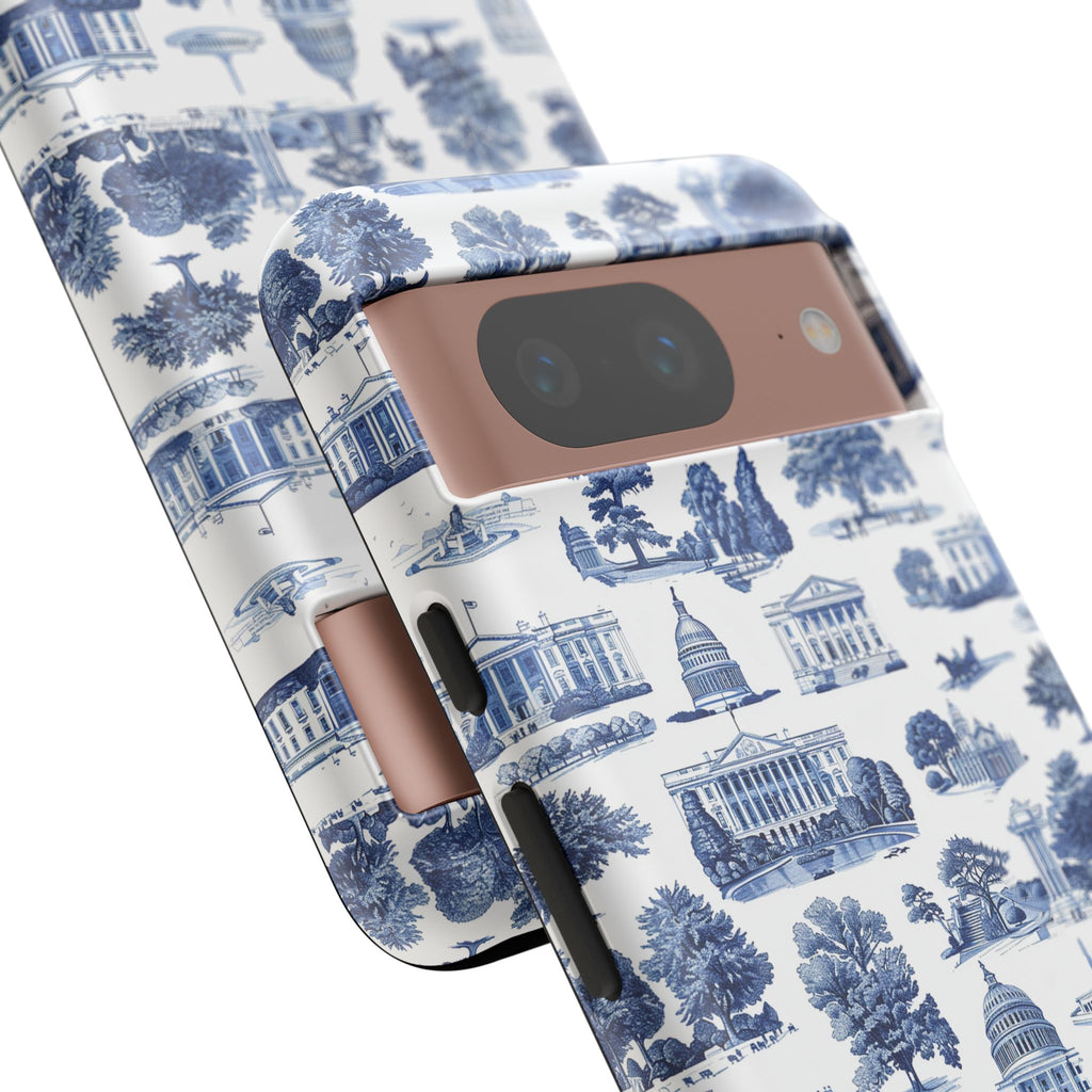 Washington DC Toile Phone Case — Blue Scenic Capitol Protective Tough Case