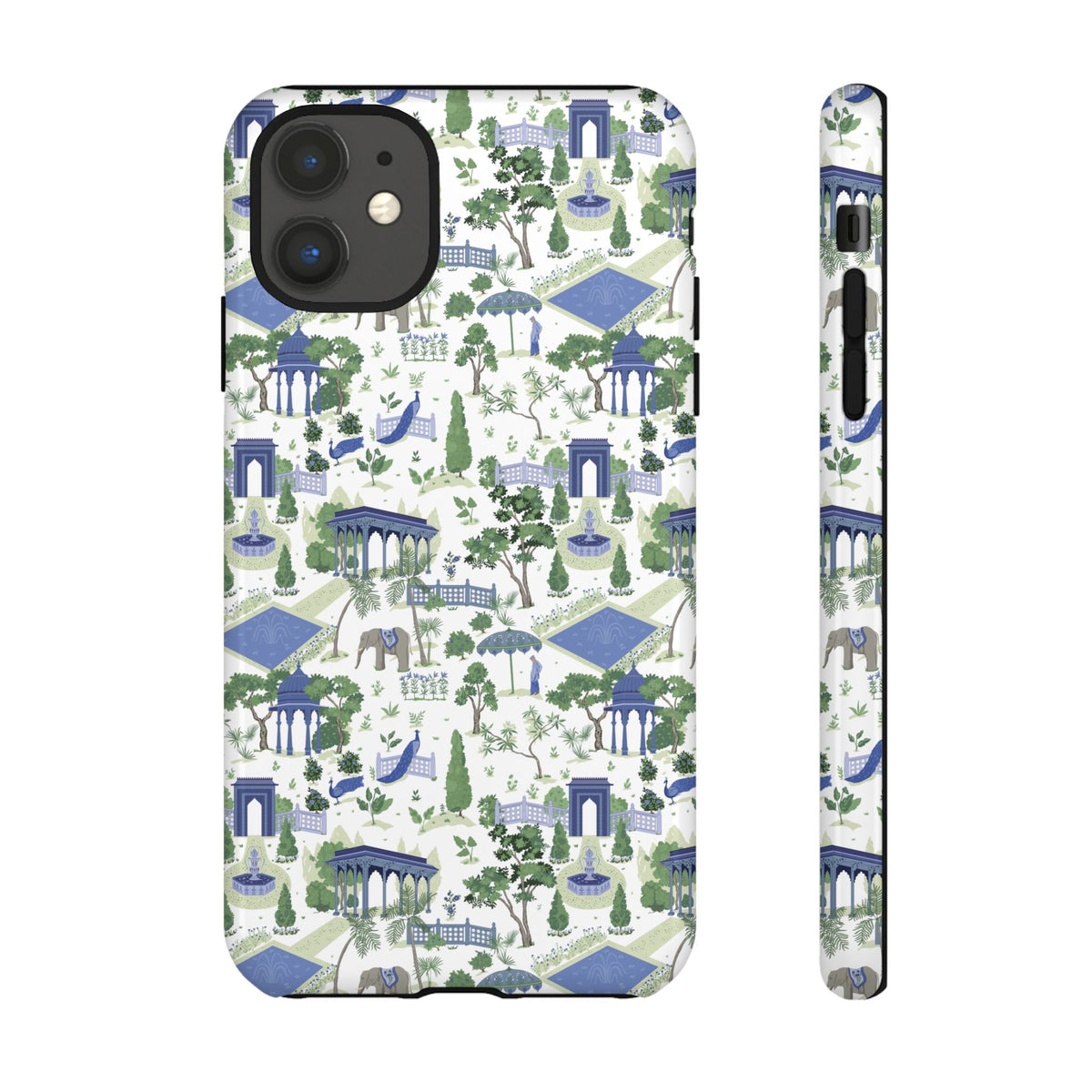 Garden Pavilion Phone Case — Blue & Green Toile Protective iPhone Cover