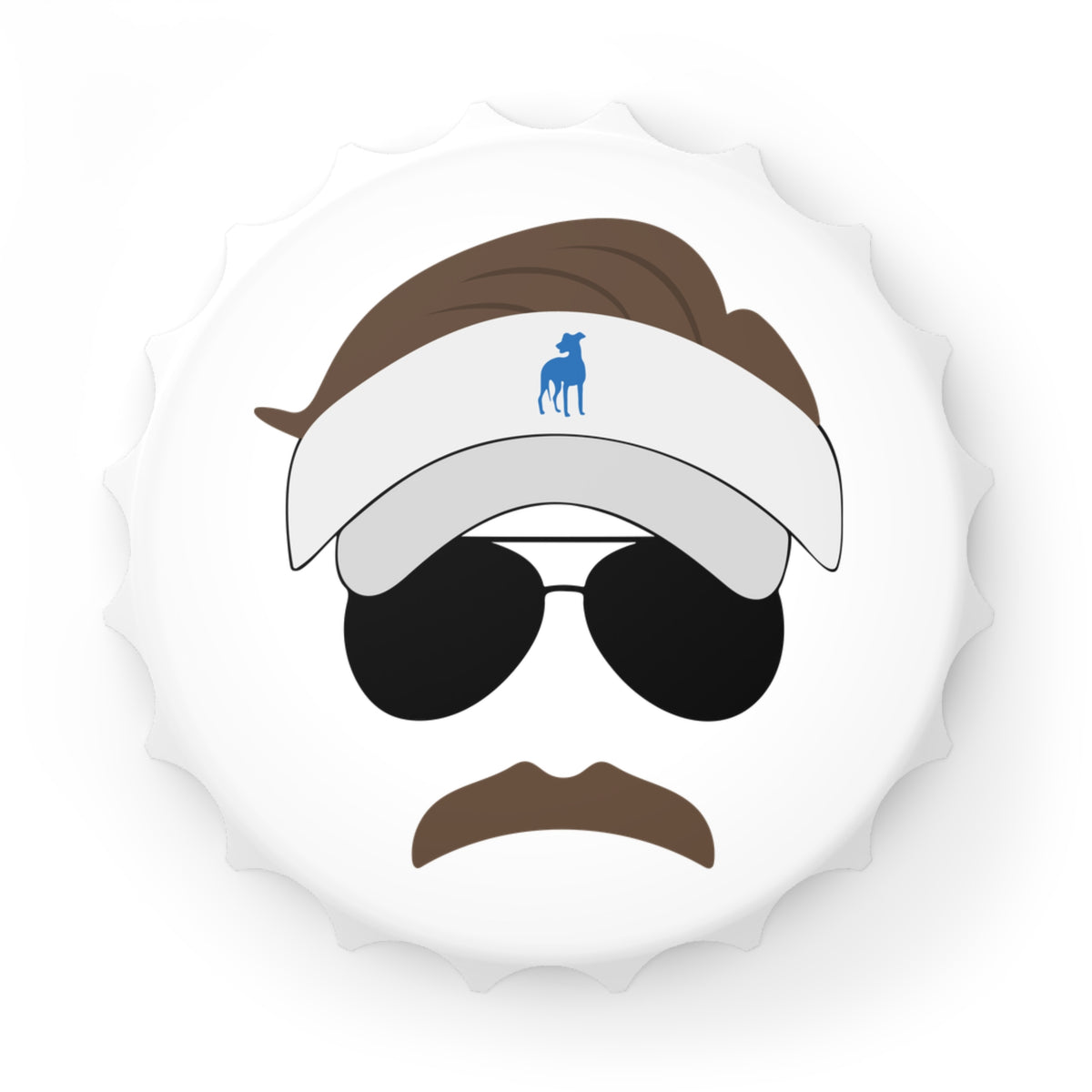 Retro Golfer Bottle Opener – Visor, Sunglasses & Mustache Design